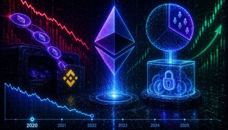 Изображение к статье: Запас Ethereum на Binance достиг уровня 2020 года, в то время как стейкинг заблокировал треть: переоценка впереди?
