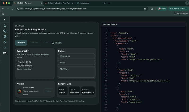 Изображение к статье: Создание веб-среды выполнения с приоритетом контента (UI как линза, а не шаблон)