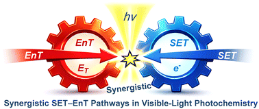 Image for the article: Beyond single pathways: synergistic SET–EnT pathways in visible-light photochemistry