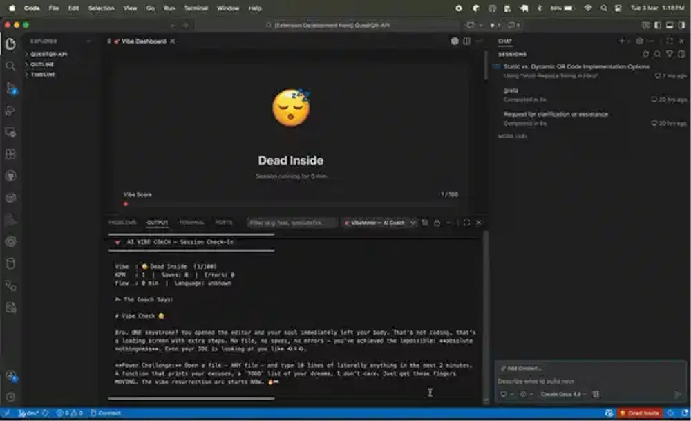 기사 이미지: 실시간으로 몰입 상태를 추적하고 당신을 응원하는 VS Code 확장 프로그램을 만들었습니다!