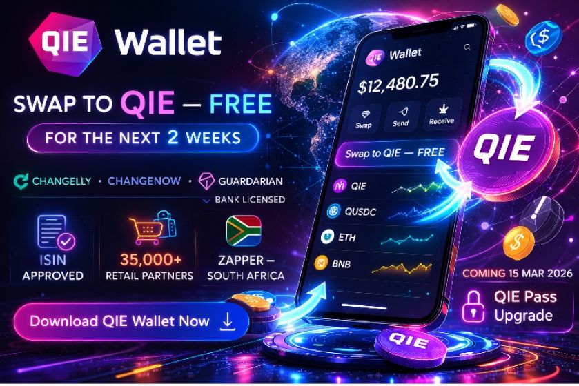 Изображение к статье: Переходите на QIE бесплатно: QIE Wallet запускает масштабные интеграции, одобрение ISIN и мартовские обновления