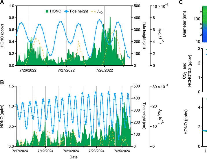 文章配图： 海洋藻类释放的 HONO | Science Advances
