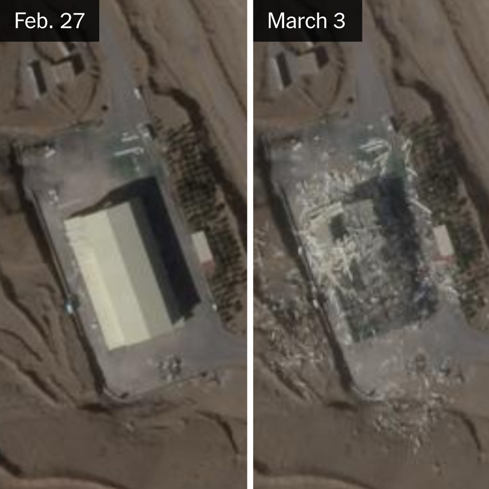 Image for the article: Mapping Damage to Iran’s Ballistic Missile Sites With Satellite Images