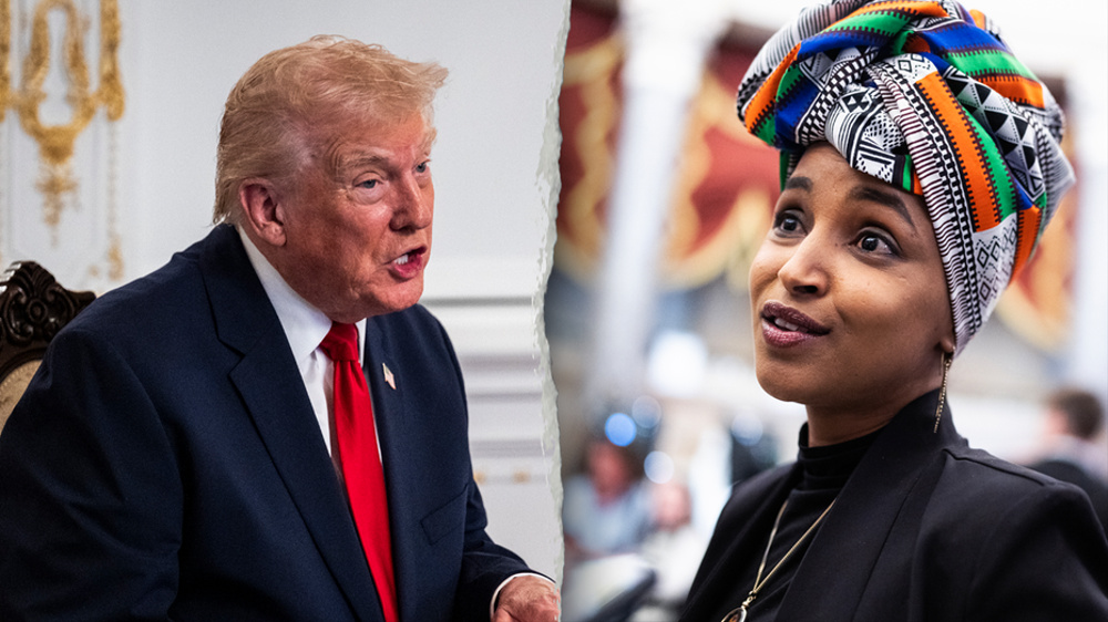 Image for the article: Ilhan Omar blames Trump’s rhetoric for surge in death threats, including spray attack: 'So obsessed with me'