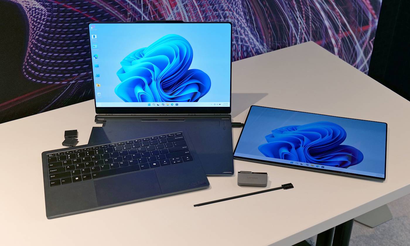 Image for the article: The Lenovo Modular AI PC concept is a remixed dual-screen laptop with hot swappable ports