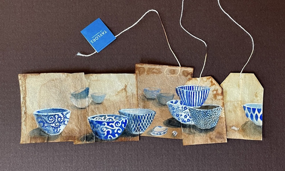 Image for the article: Ruby Silvious’ Tiny Paintings and Assemblages Reimagine Used Teabags