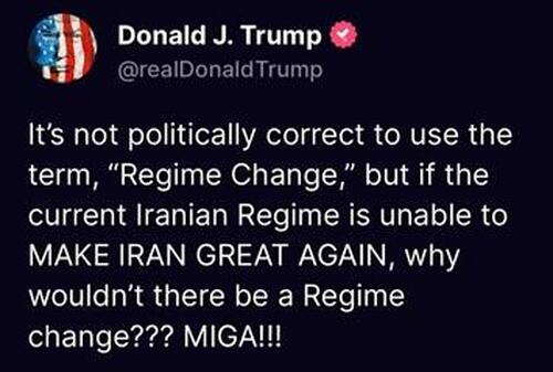Image for the article: Trump Again Issues Veiled Regime Change Threat: "Make Iran Great Again"