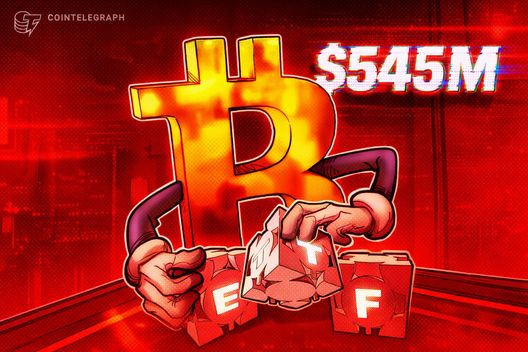 Изображение к статье: Биткойн-ETF продлевают потери с оттоком в $545 млн, когда БТС приближается к $70 тыс.