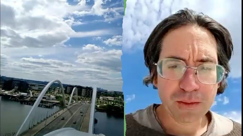 文章配图： “活动人士仍盘踞在华盛顿特区的一座大桥上，抗议伊朗战争与人工智能发展：‘圣灵感动了我’"