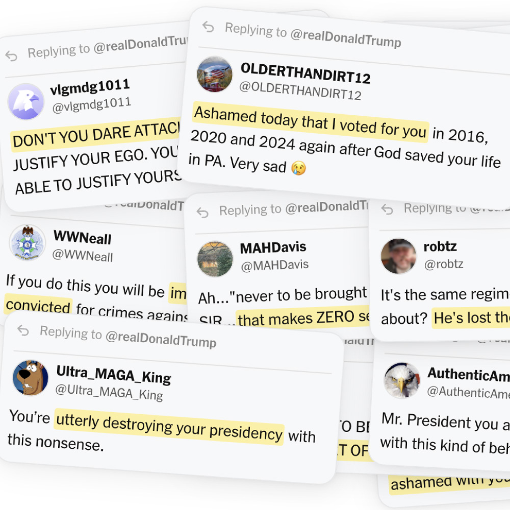 Image for the article: On Truth Social, Trump Supporters Fume About Iran War