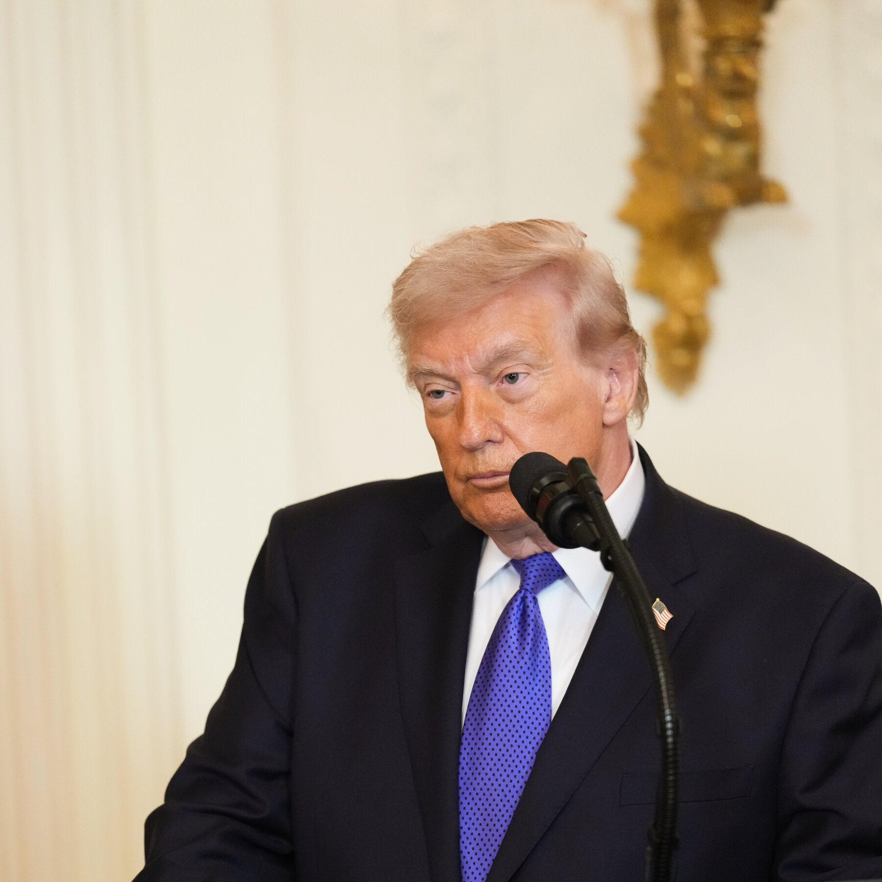 Image for the article: In First Appearance Since Taking the Country to War, Trump Is Business as Usual