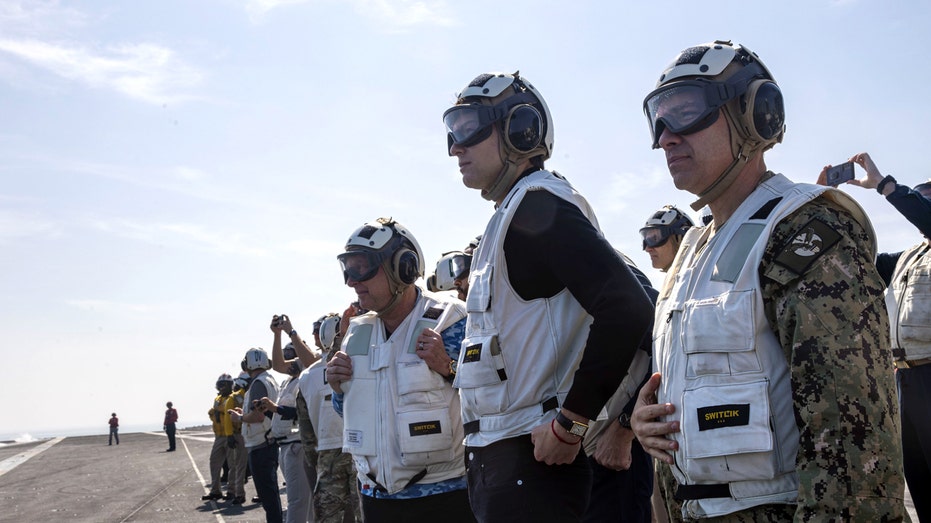 Image for the article: Trump's special envoy Witkoff and Kushner visit US aircraft carrier amid Iran tensions, talks
