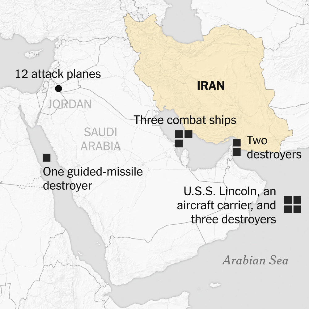 Image for the article: Maps: Where the U.S. Is Building Up Military Force Near Iran